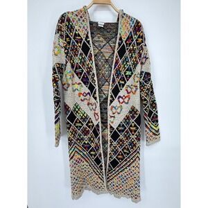 Northern Angel Cardigan Womens XL Multicolor Geometric Hooded Duster